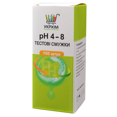 Індикаторні смужки на pH 4–8 (100 шт.) UKRHIM TS-PH8-100