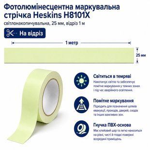 Фотолюмінесцентна маркувальна стрічка Heskins H8101X (25 мм, відріз 1 м) 2568 фото
