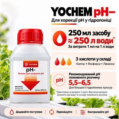 Розчин для зниження рН YOCHEM pH мінус (250 мл) 2280 фото